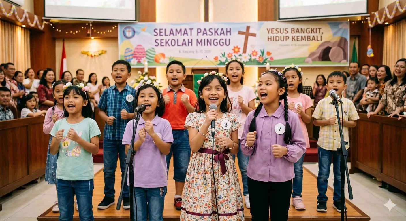 Cara Memilih Lagu Paskah Sekolah Minggu yang Tepat untuk Anak (c) Ilustrasi AI