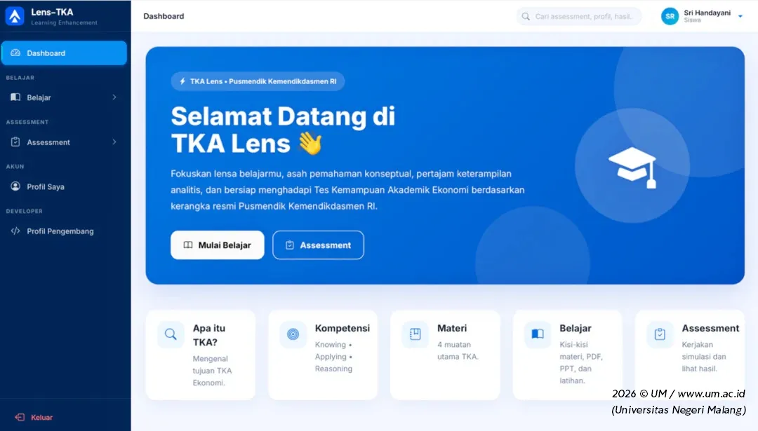 LENS-TKA (Learning Enhancement Strategy for Tes Kompetensi Akademik) inovasi UM. (UM)