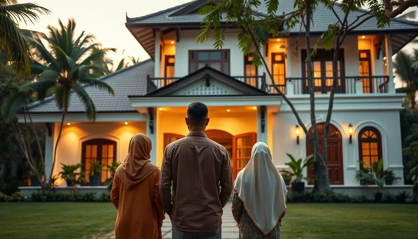 Potret keluarga di depan rumah besar (c) Ilustrasi AI