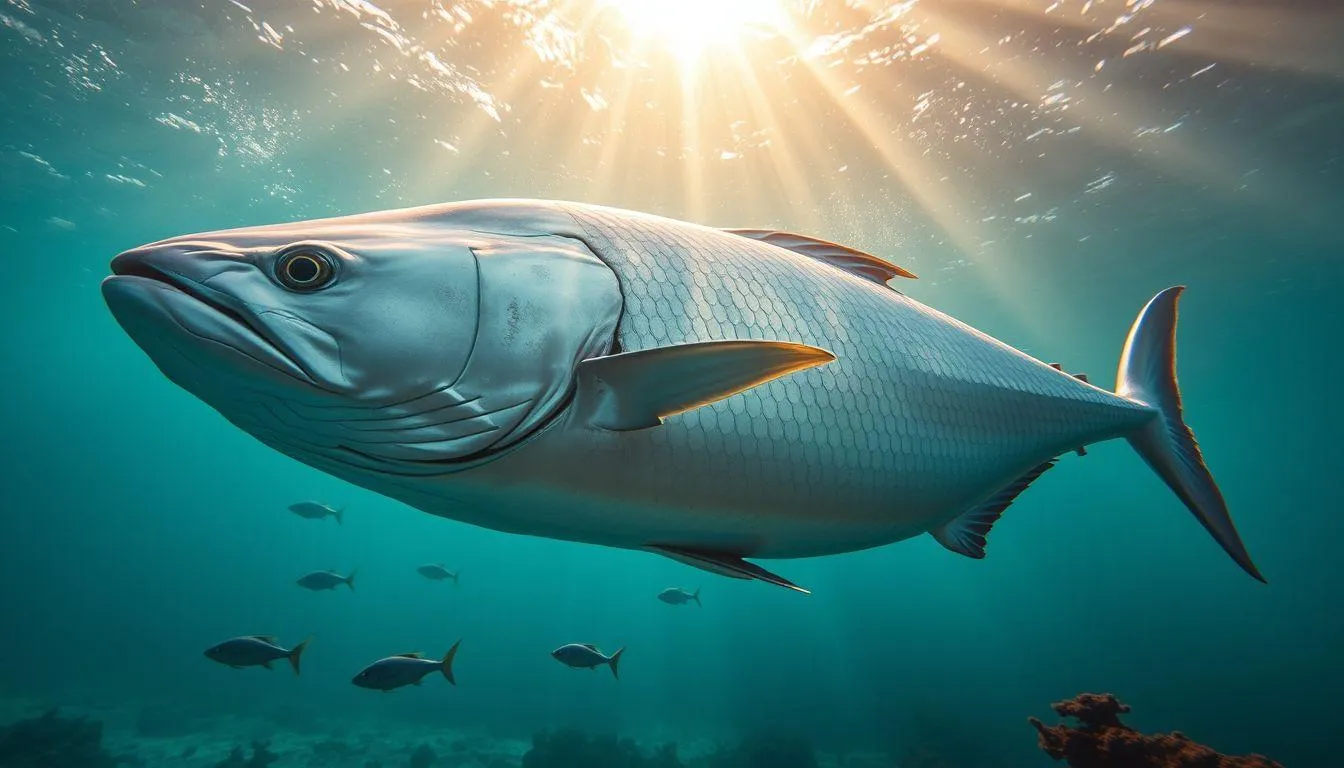 Potret ikan besar berwarna abu-abu (c) Ilustrasi AI