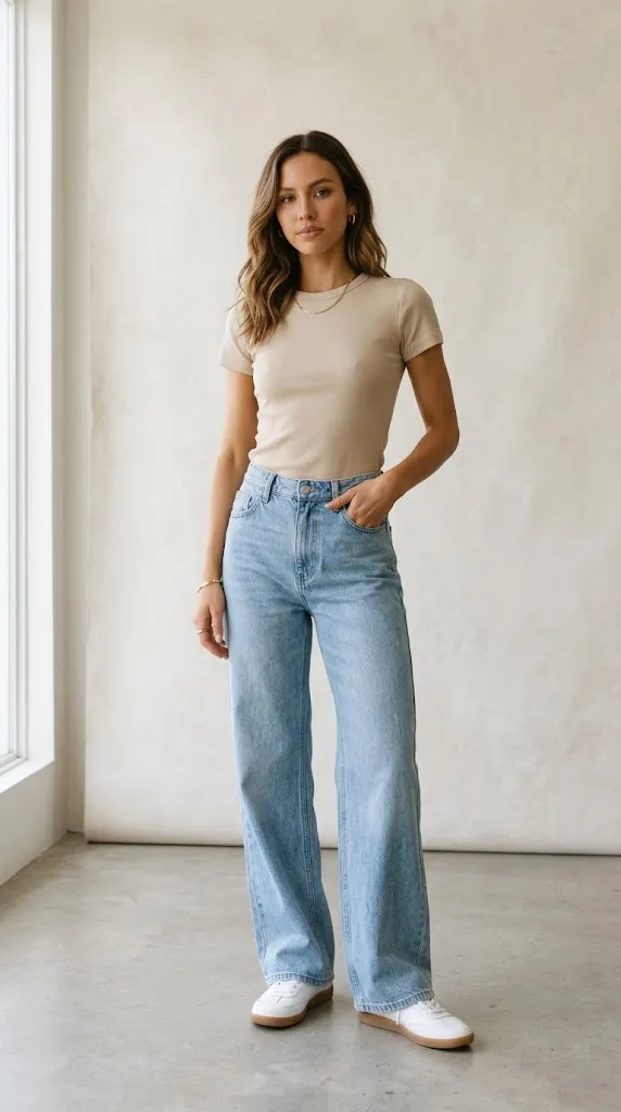 Wide leg jeans . (Gambar: AI Generated)