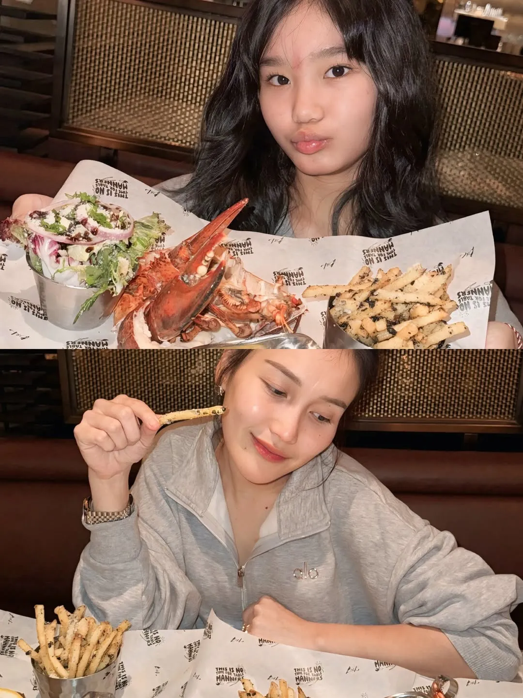 Ayu Ting Ting dan Bilqis menikmati sajian lobster (credit: instagram.com/ayutingting92)