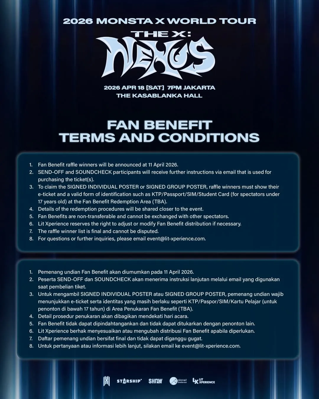 Syarat dan Ketentuan Fan Benefits Konser MONSTA X © instagram.com/litxperience.id