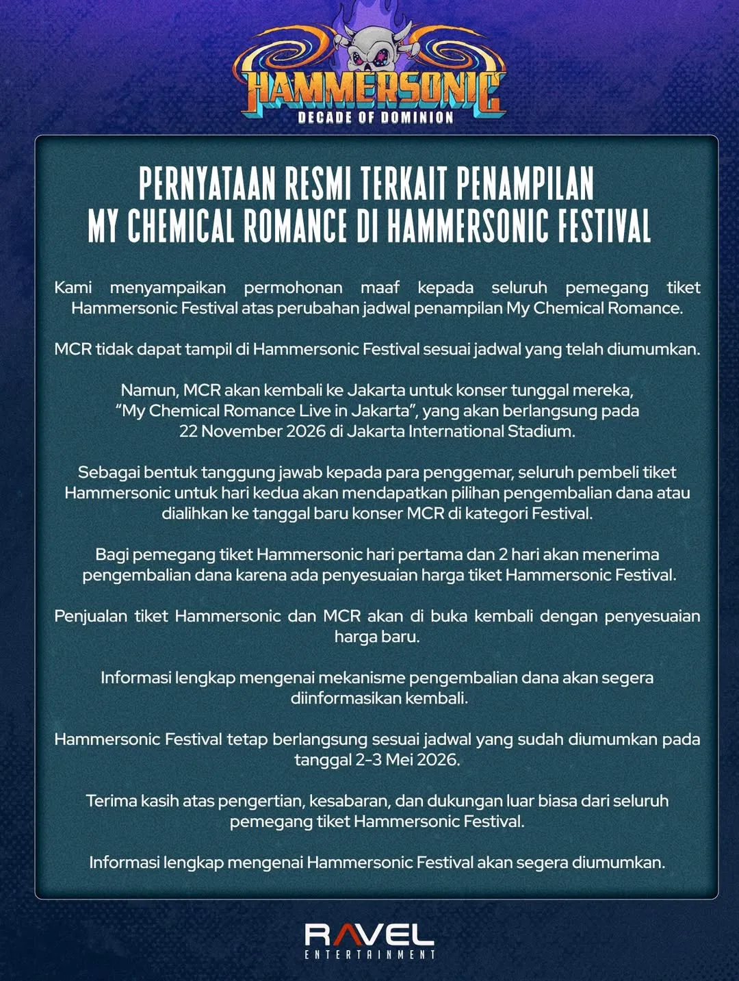 pengumuman hammersonic festival (credit: instagram.com/ravelentertainment)