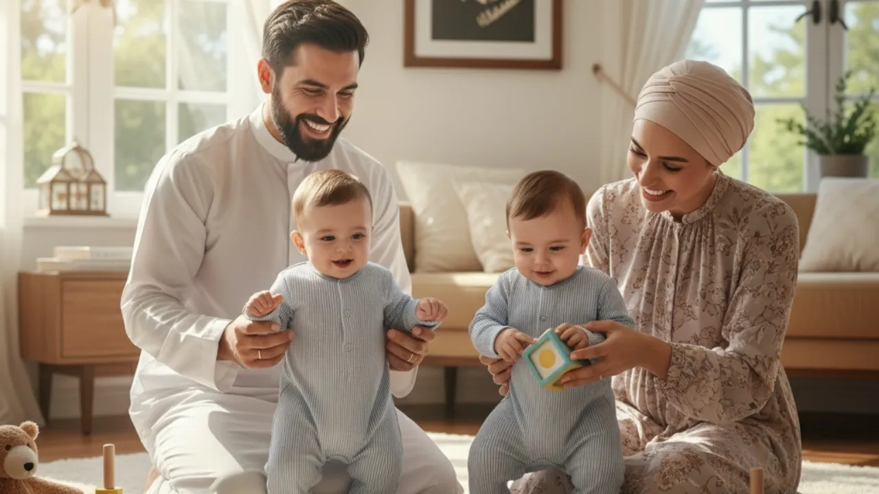 Inspirasi Nama Bayi Kembar Laki-Laki Islami 3 Kata Huruf M-R (c) Ilustrasi AI
