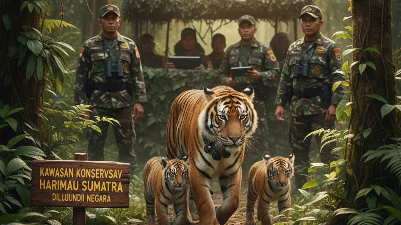 Konservasi dan Perlindungan Hewan (c) Ilustrasi AI