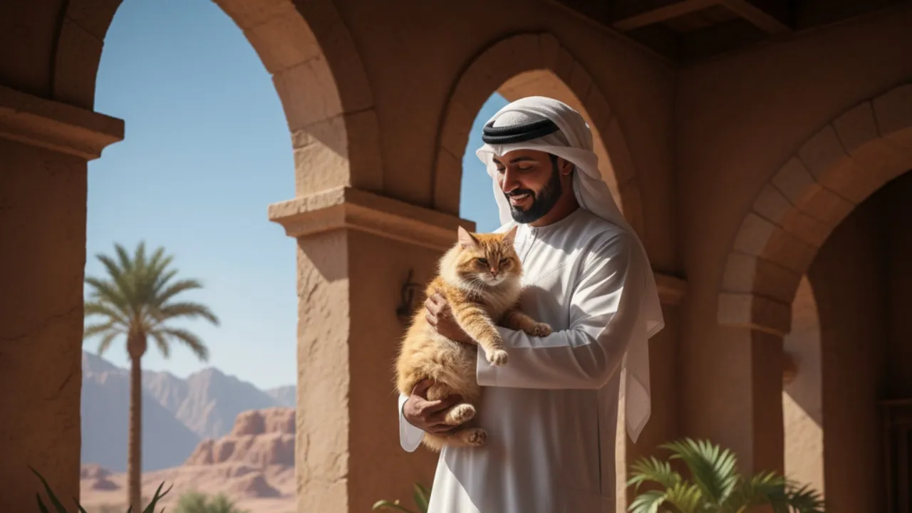 Kisah Inspiratif Nabi Muhammad dan Muezza (c) Ilustrasi AI