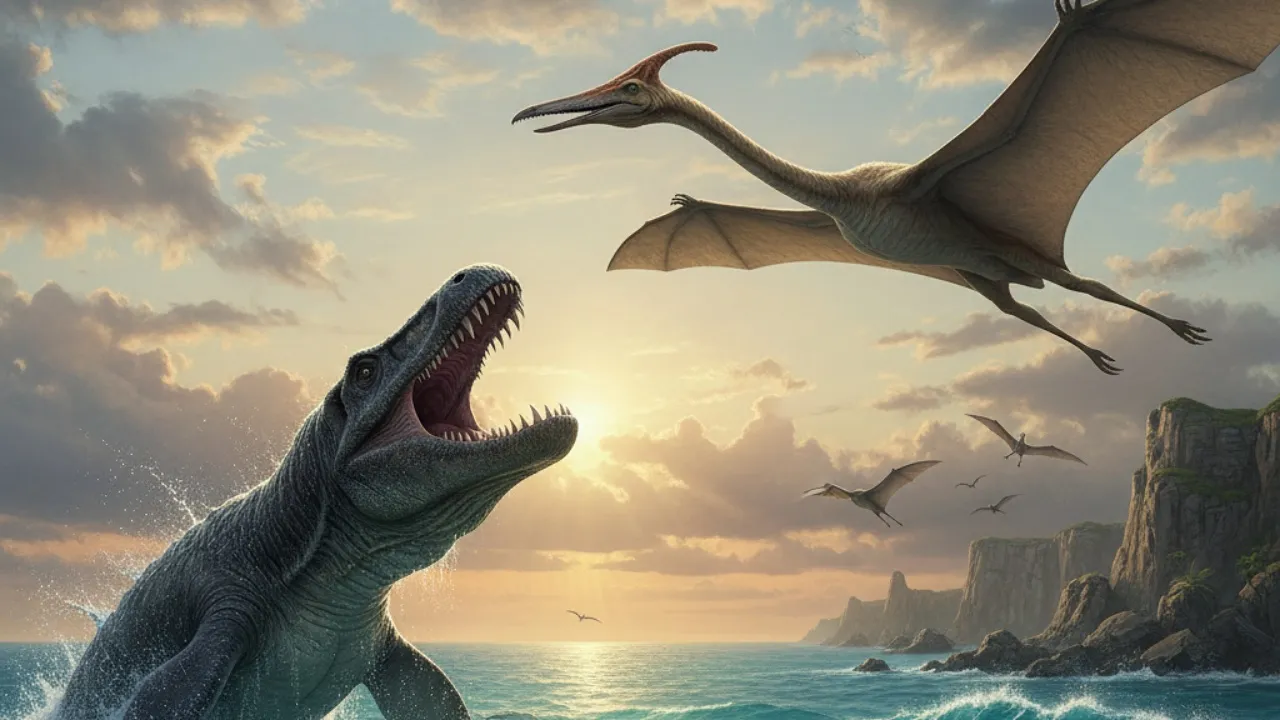 Dinosaurus Terbang dan Air (c) Ilustrasi AI