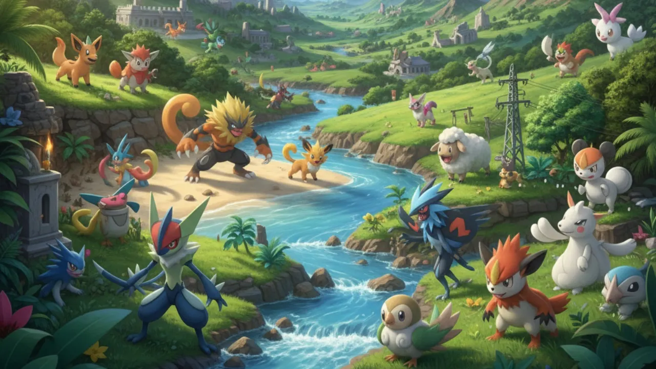 Nama Pokemon Generasi 6-9 (Kalos, Alola, Galar, Paldea) (c) Ilustrasi AI