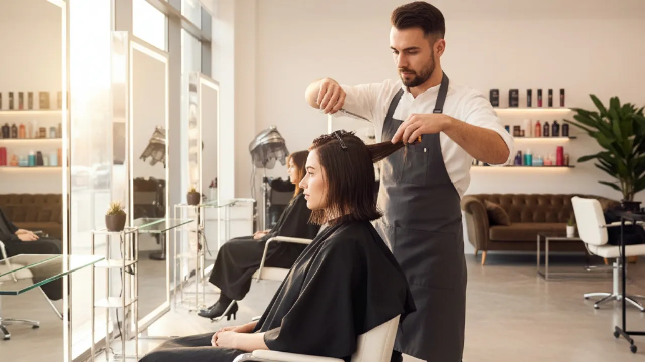 Pemilihan Potongan Berdasarkan Bentuk Wajah (c) Ilustrasi AI