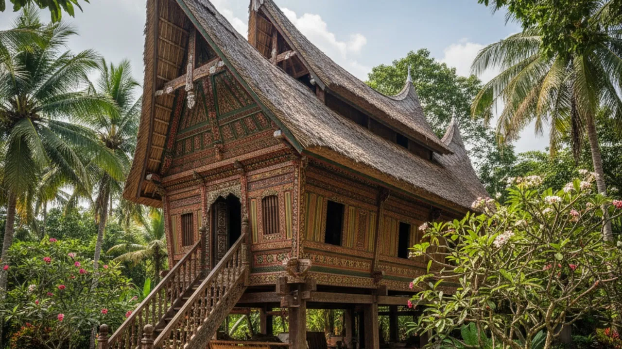 Jenis-jenis Rumah Adat Aceh (c) Ilustrasi AI