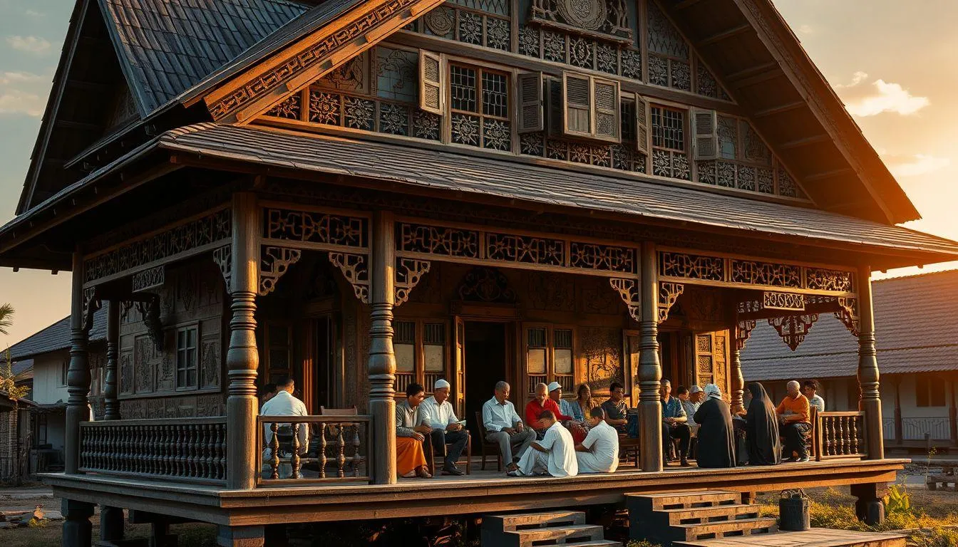 Fungsi Sosial dan Budaya Rumah Adat Aceh (c) Ilustrasi AI