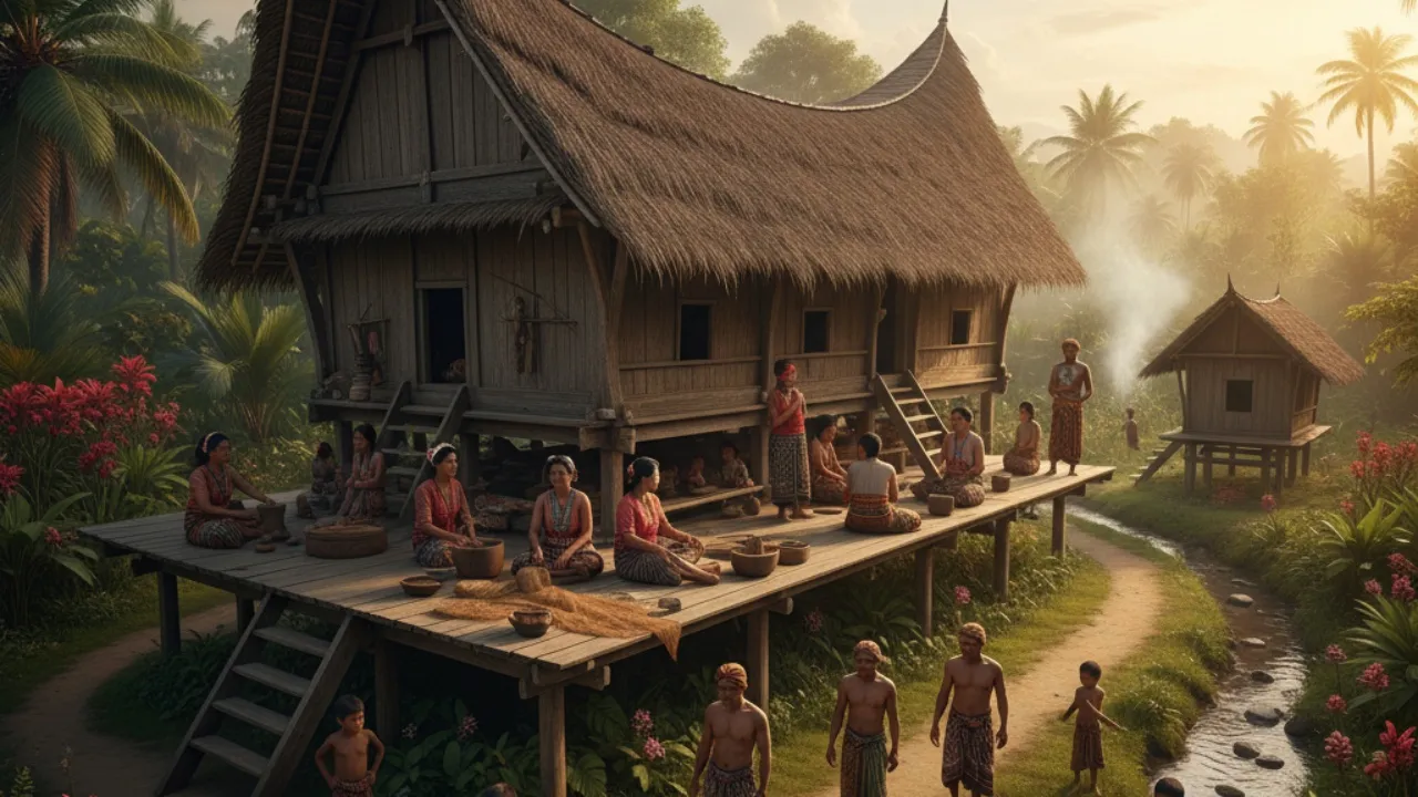Fungsi dan Kegunaan Rumah Adat Riau (c) Ilustrasi AI