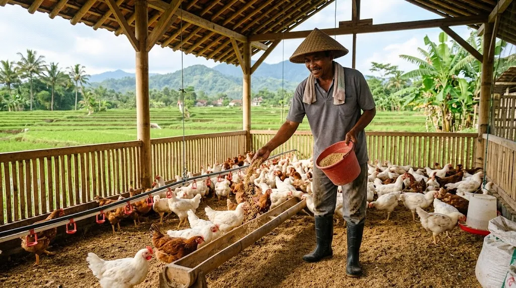 Peternakan ayam. [AI Generated]