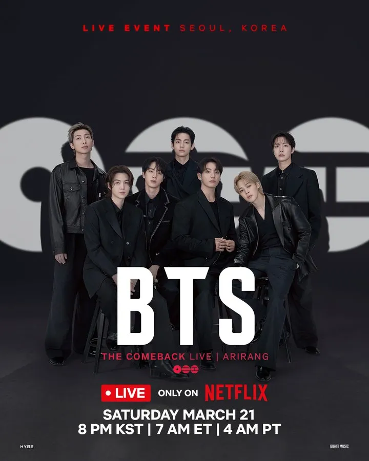 Poster BTS Arirang The Comeback Live (c) Netflix
