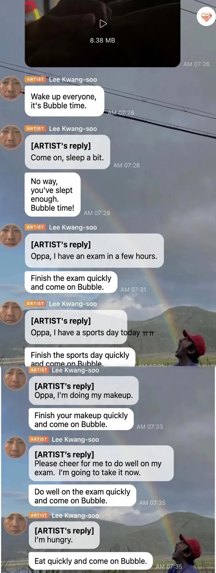 Tangkapan layar bubble kocak Lee Kwang Soo (soompi)