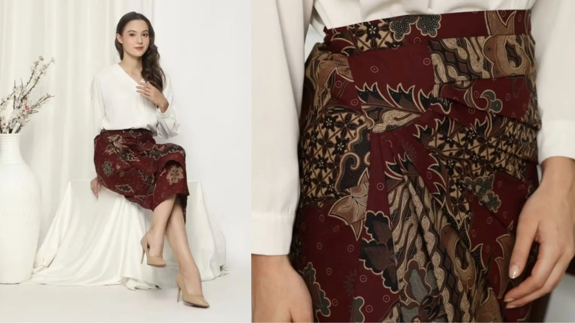 Fleksibel pakai rok lilit batik andalan. (Sumber: Enzy Batik Official Store) 