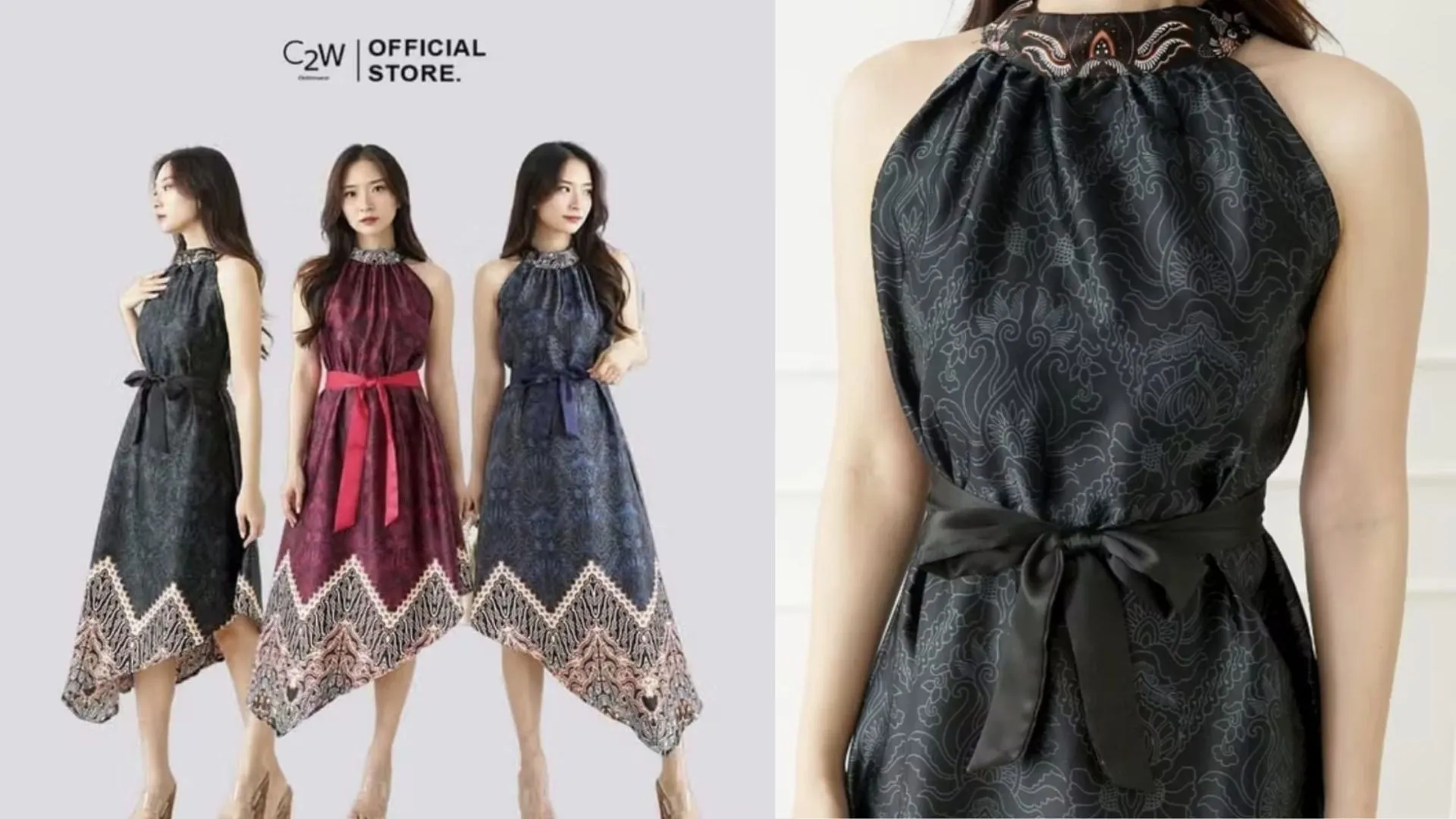 Dress batik jadi outfit praktis yang bikin selalu on point. (Sumber: C2W Clothtowear Official Store) 