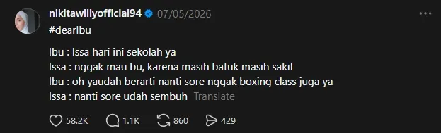 Nikita Willy tunjukkan sisi lain Issa di Thread (credit: threads/nikitawillyofficial94)
