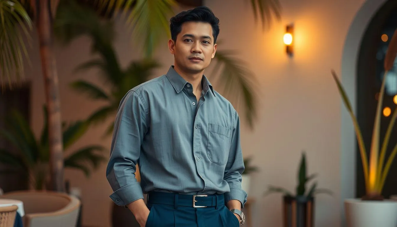 4. Cara Memakai Set Kemeja dan Celana Lebar untuk Baju Bukber (c) Ilustrasi AI