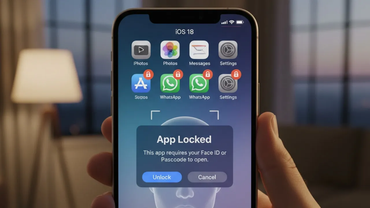 Fitur Baru iOS 18 untuk Penguncian Aplikasi (c) Ilustrasi AI