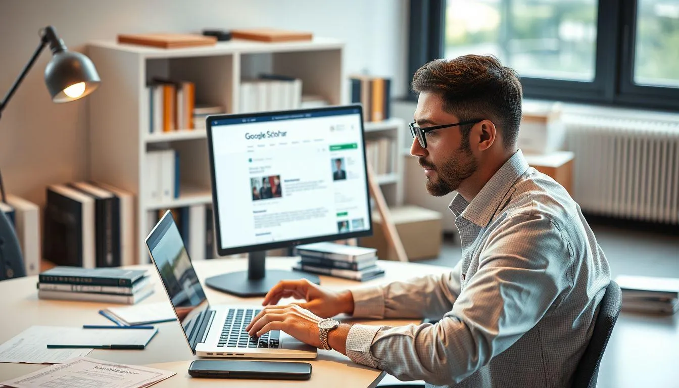 Implementasi Google Scholar untuk Referensi Otomatis (c) Ilustrasi AI