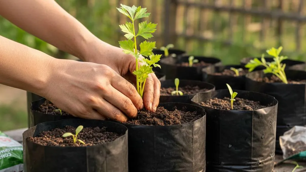 Cara Menanam Seledri di Polybag (c) Ilustrasi AI