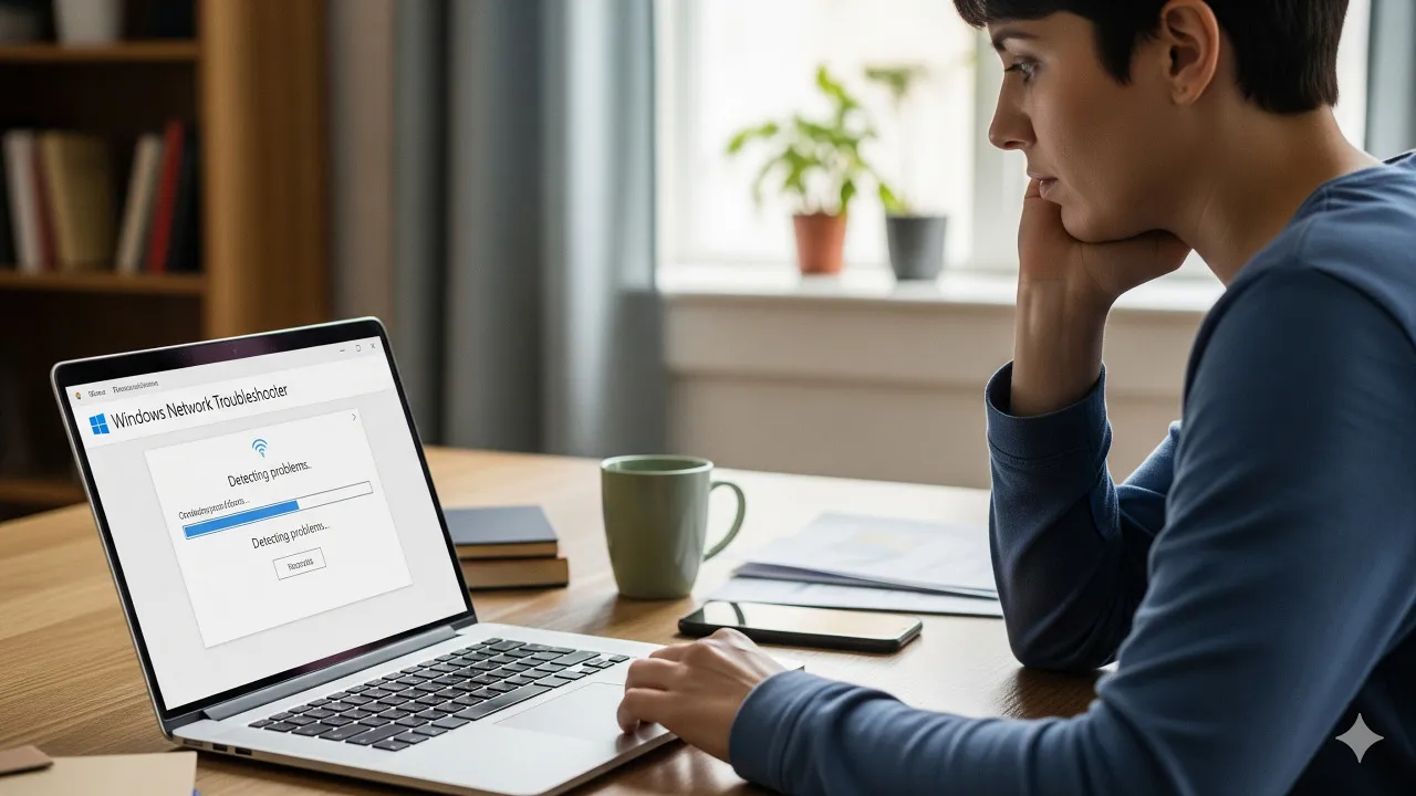 Menggunakan Network Troubleshooter Windows (c) Ilustrasi AI