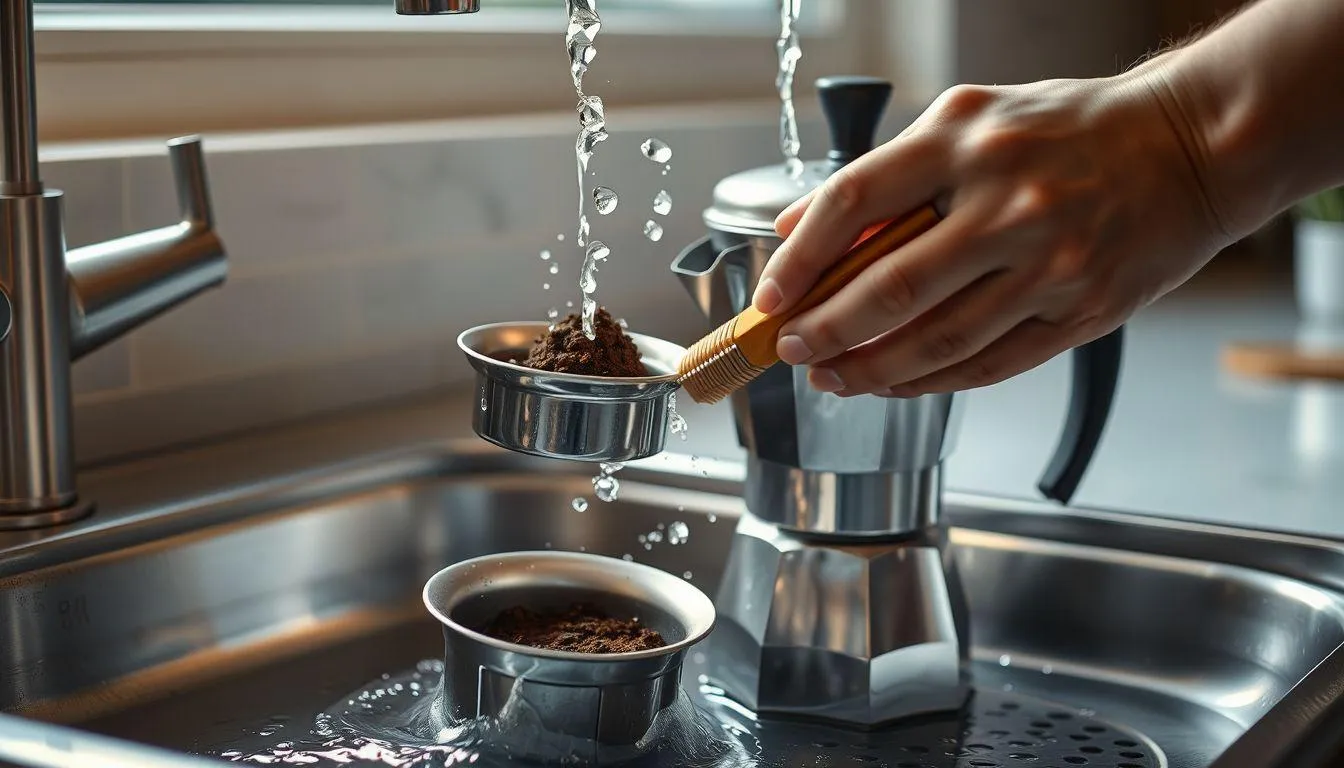 Perawatan dan Pembersihan Moka Pot (c) Ilustrasi AI