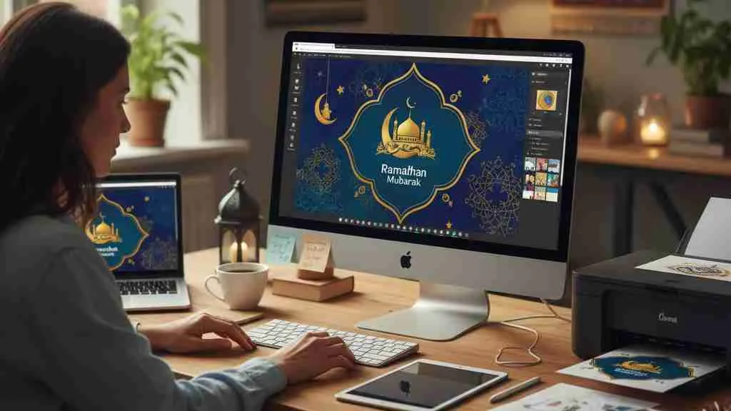 Platform dan Tools Terbaik untuk Membuat Desain Kartu Ucapan Ramadhan (c) Ilustrasi AI