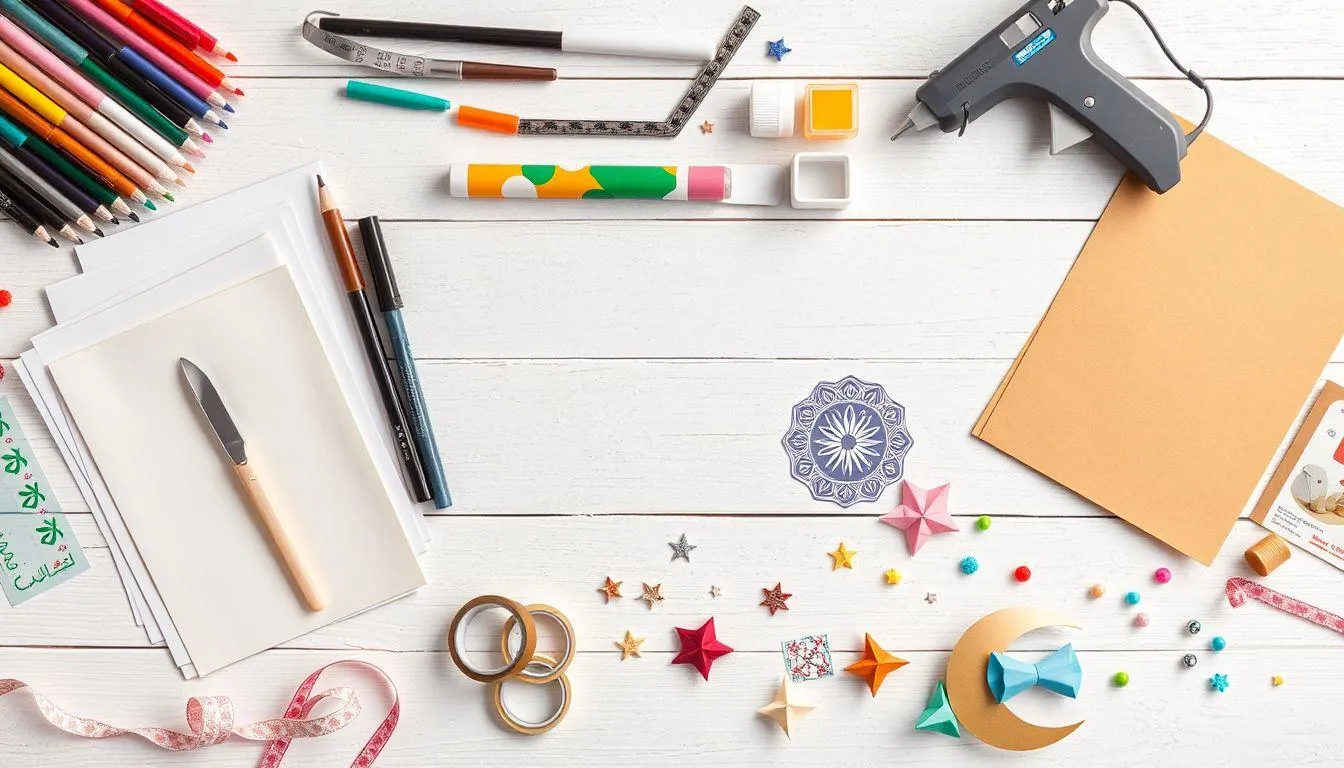 Alat dan Bahan untuk Membuat Kartu Ucapan Ramadhan (c) Ilustrasi AI