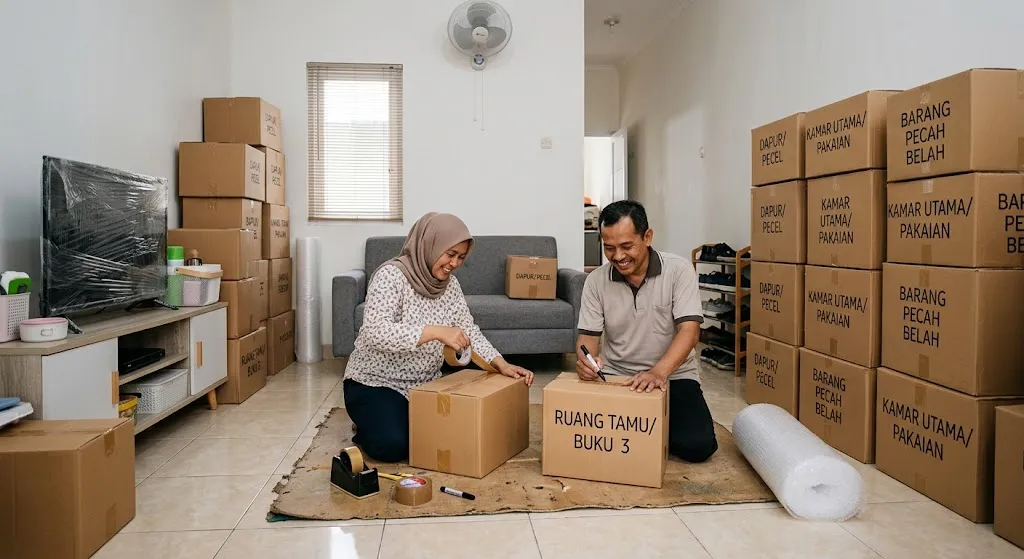Panduan Mengemas Barang untuk Pindahan Rumah. (AI Generated)