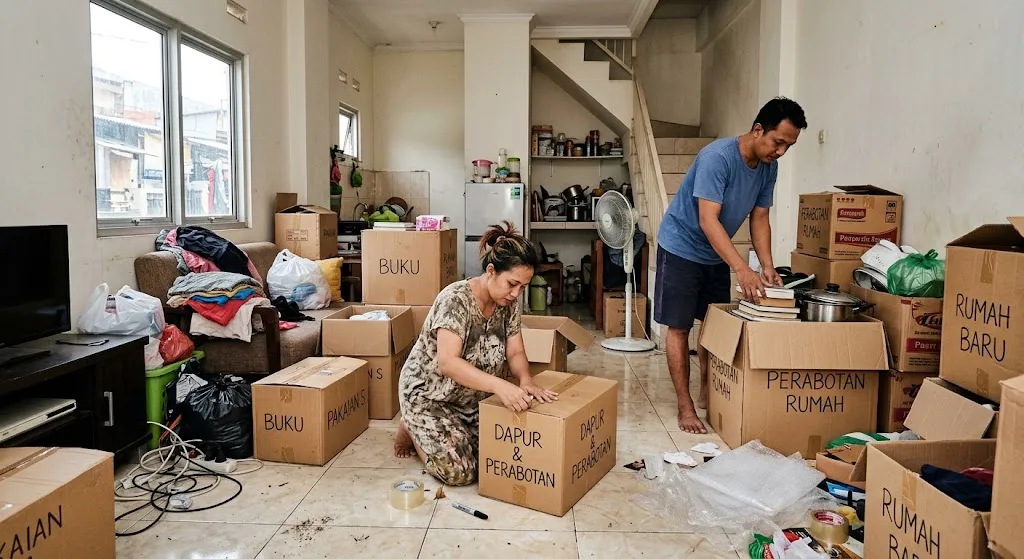 Panduan Mengemas Barang untuk Pindahan Rumah. (AI Generated)