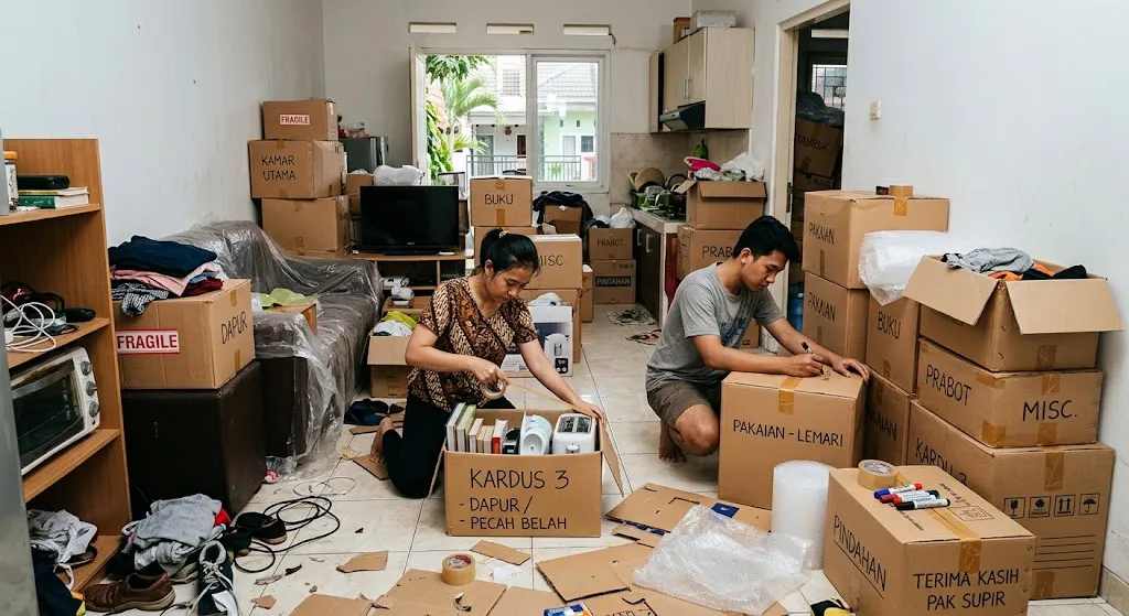 Panduan Mengemas Barang untuk Pindahan Rumah. (AI Generated)