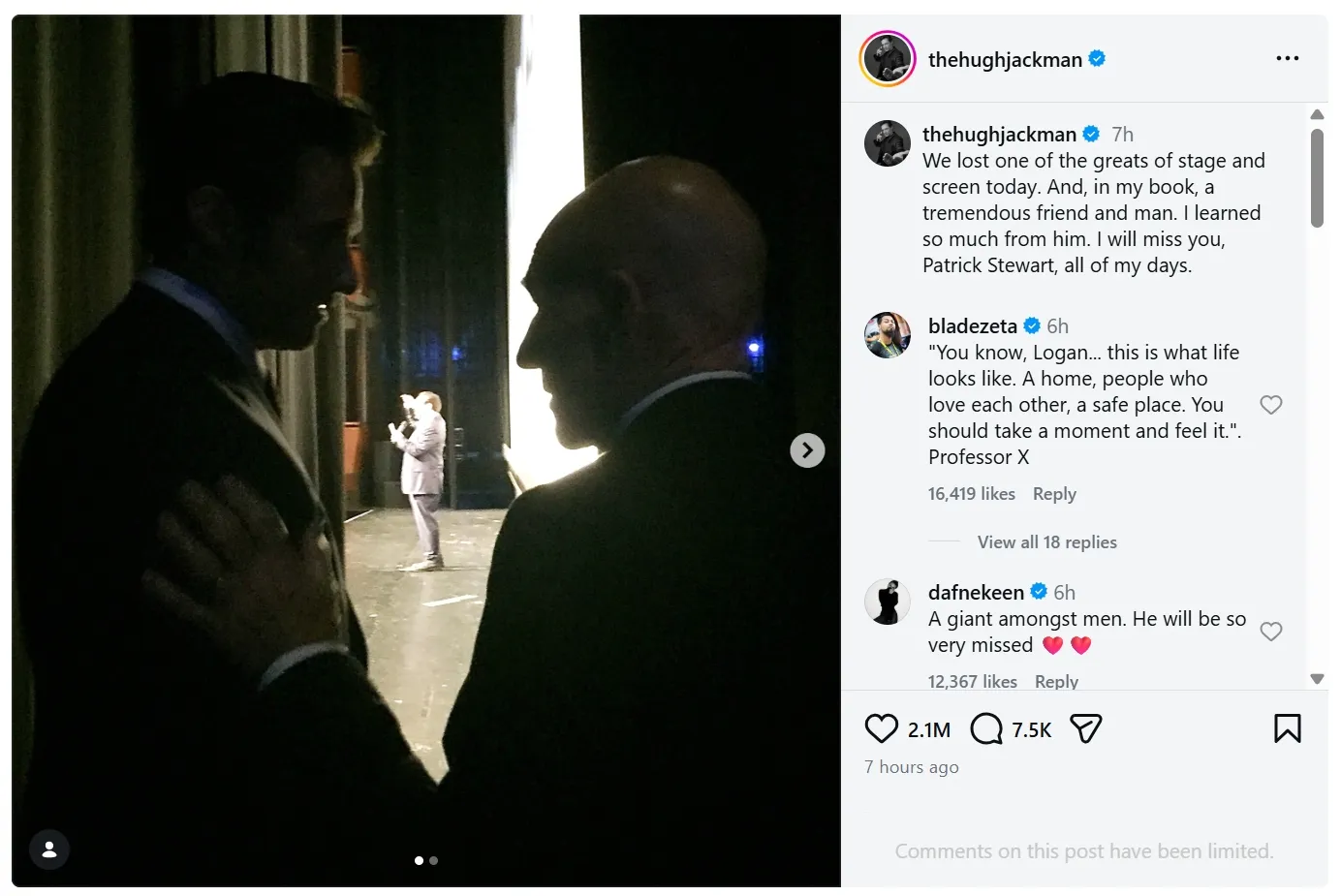 Tribut dari Hugh Jackman (instagram.com/thehughjackman)