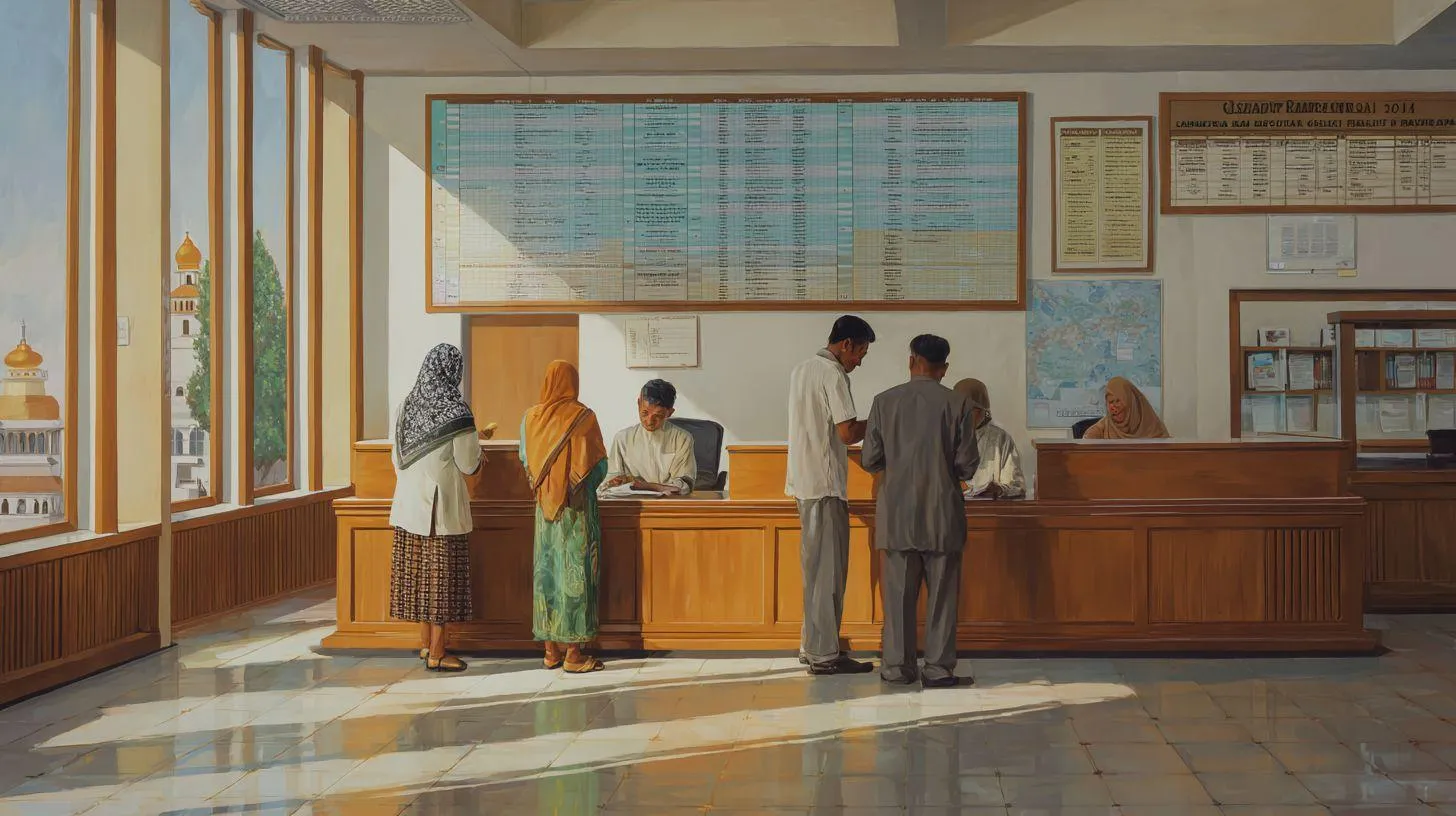 Sejumlah orang berdiri di depan customer service (c) Ilustrasi AI