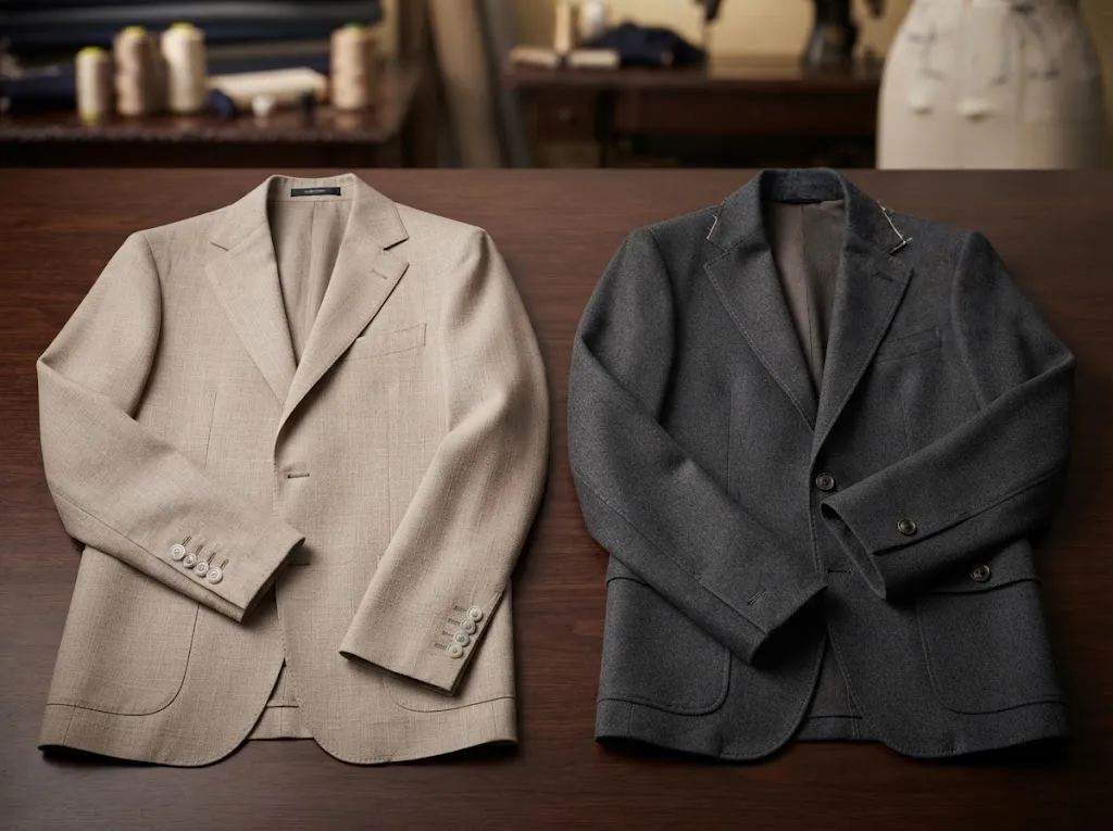 perbandingan jas dan blazer (AI generated)