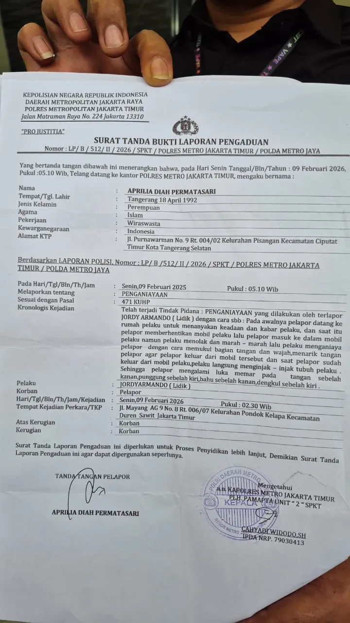 Surat Tanda Bukti Laporan Avril untuk JA (credit: KapanLagi.com/Sahal Fadhli)
