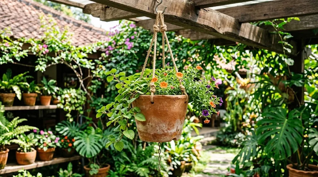 Ilustrasi Pot Gantung Tanah Liat/AI Generated