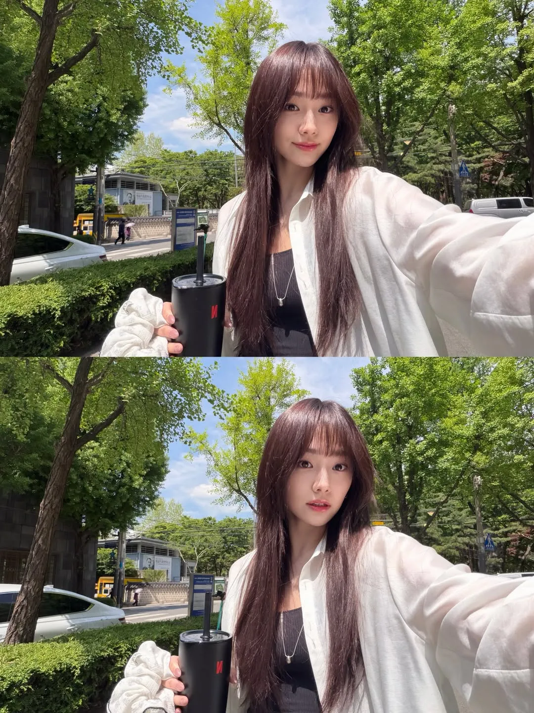 Seflie Kang Mi Na dengan outfit casual / Instagram _happiness_o