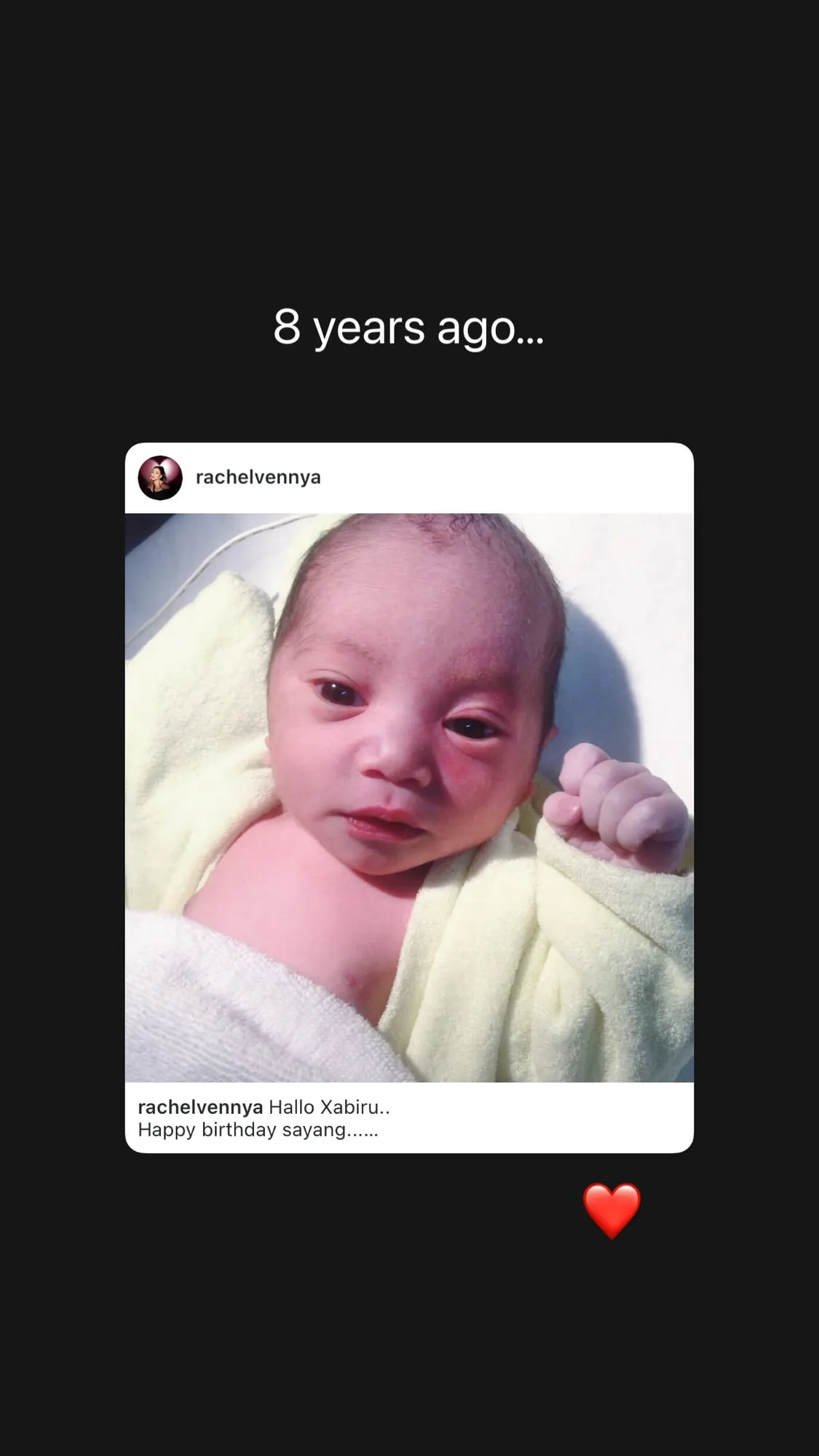 Momen saat xabiru lahir - instagram.com/rachelvennya