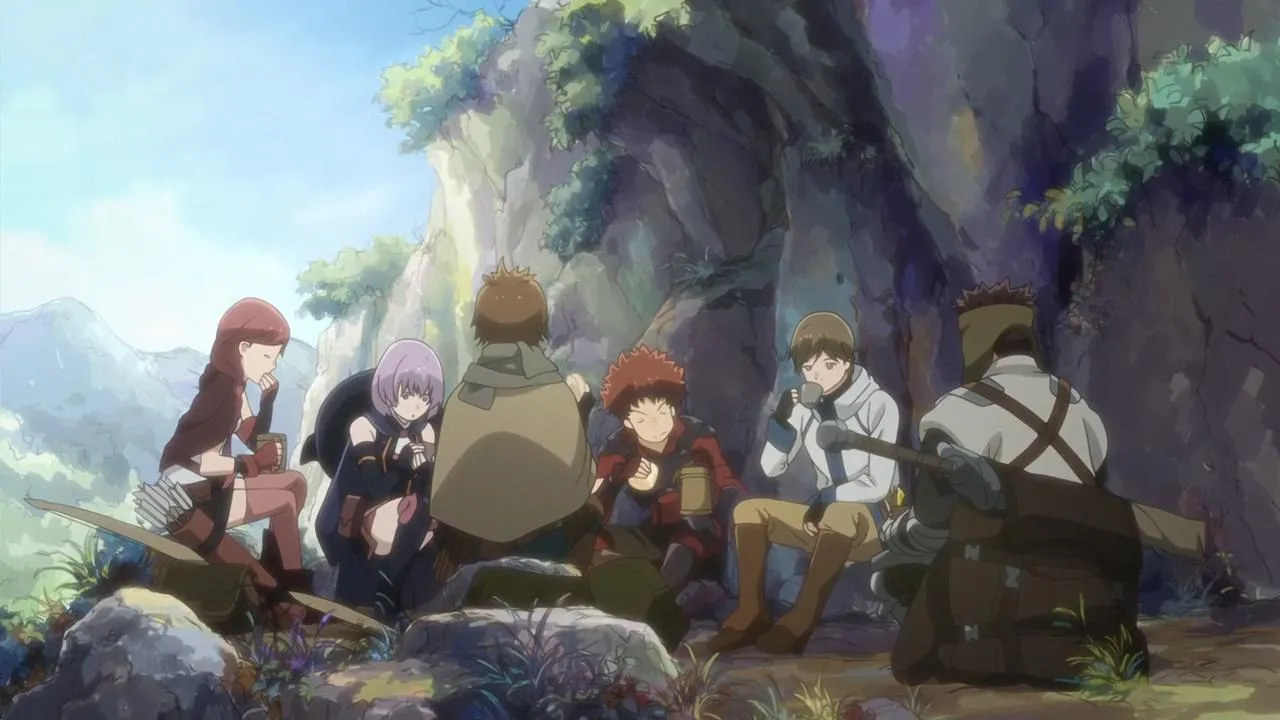 Adegan makan bersama di Grimgar of Fantasy and Ash