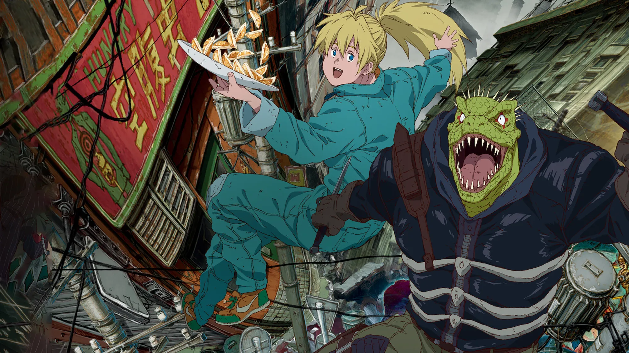 NIkaido dan Caiman. Duet unik dalam anime DOROHEDORO