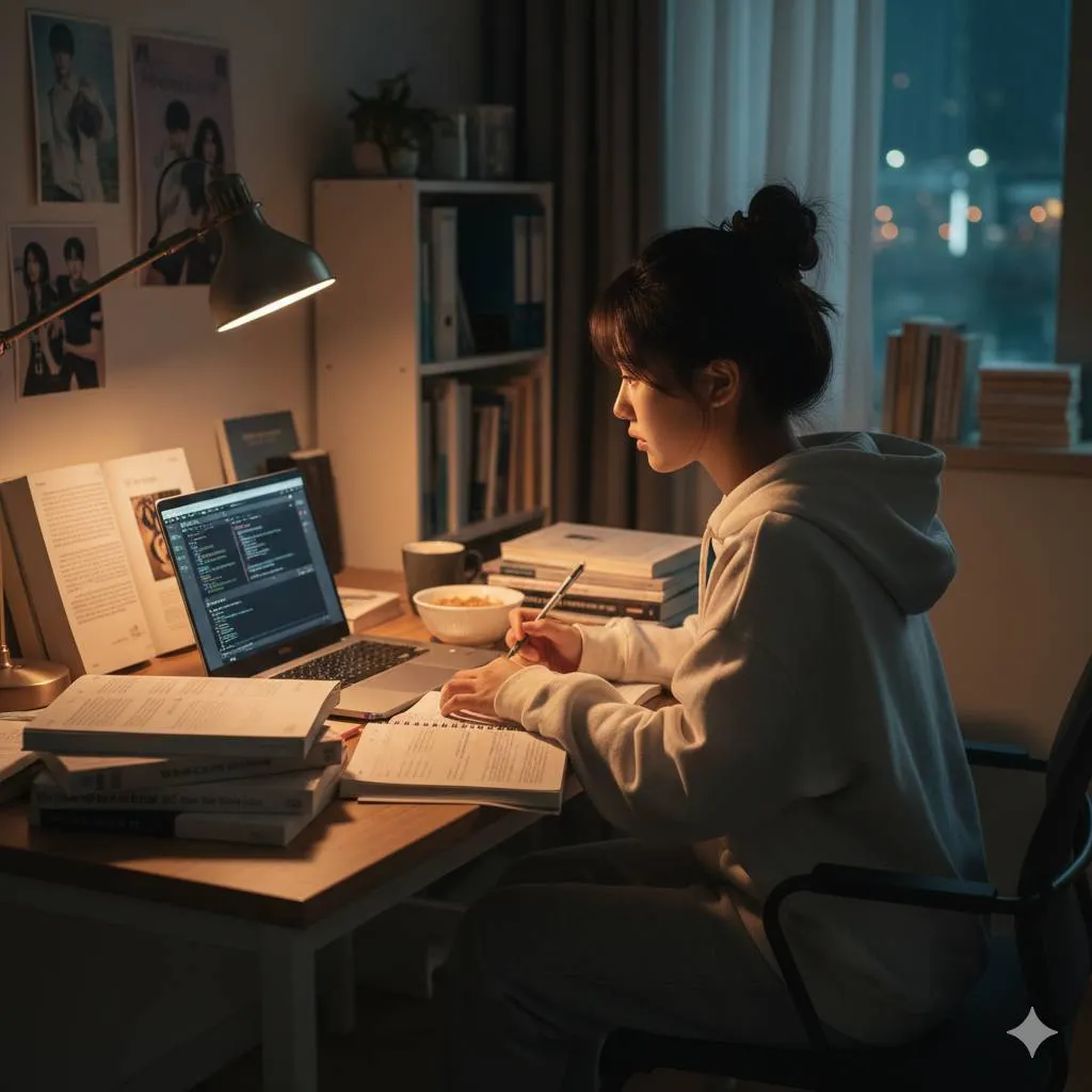 Tips Menonton Drama Korea untuk Tugas Kuliah (c) Ilustrasi AI