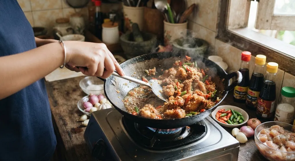 Resep Ayam Cabe Rawit Pedas Nampol (AI Generated)