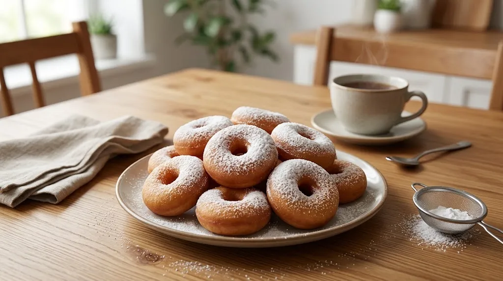 Resep Donat Kentang Mini dengan Taburan Gula Halus. (AI Generated)