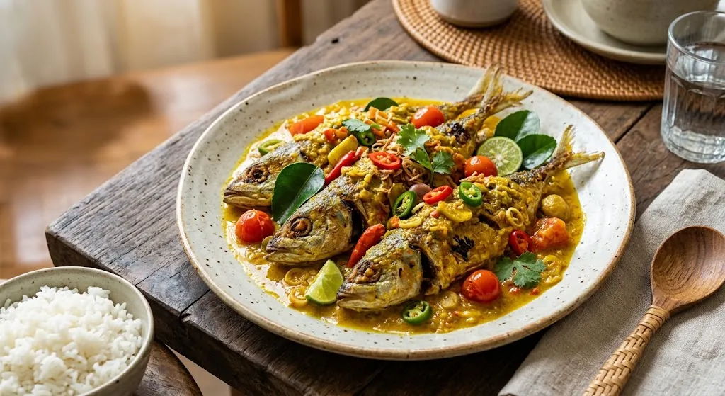 Menu ikan selar bumbu pesmol - AI generated