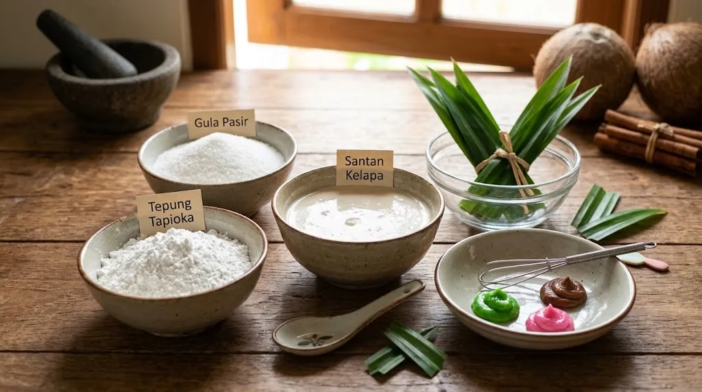 Bahan membuat kue lapis kanji. [AI Generated]
