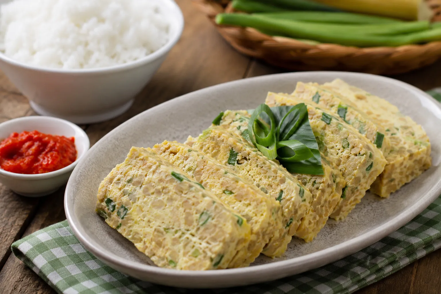 Resep Tempe Kukus Telur dan Daun Bawang (AI Generated)