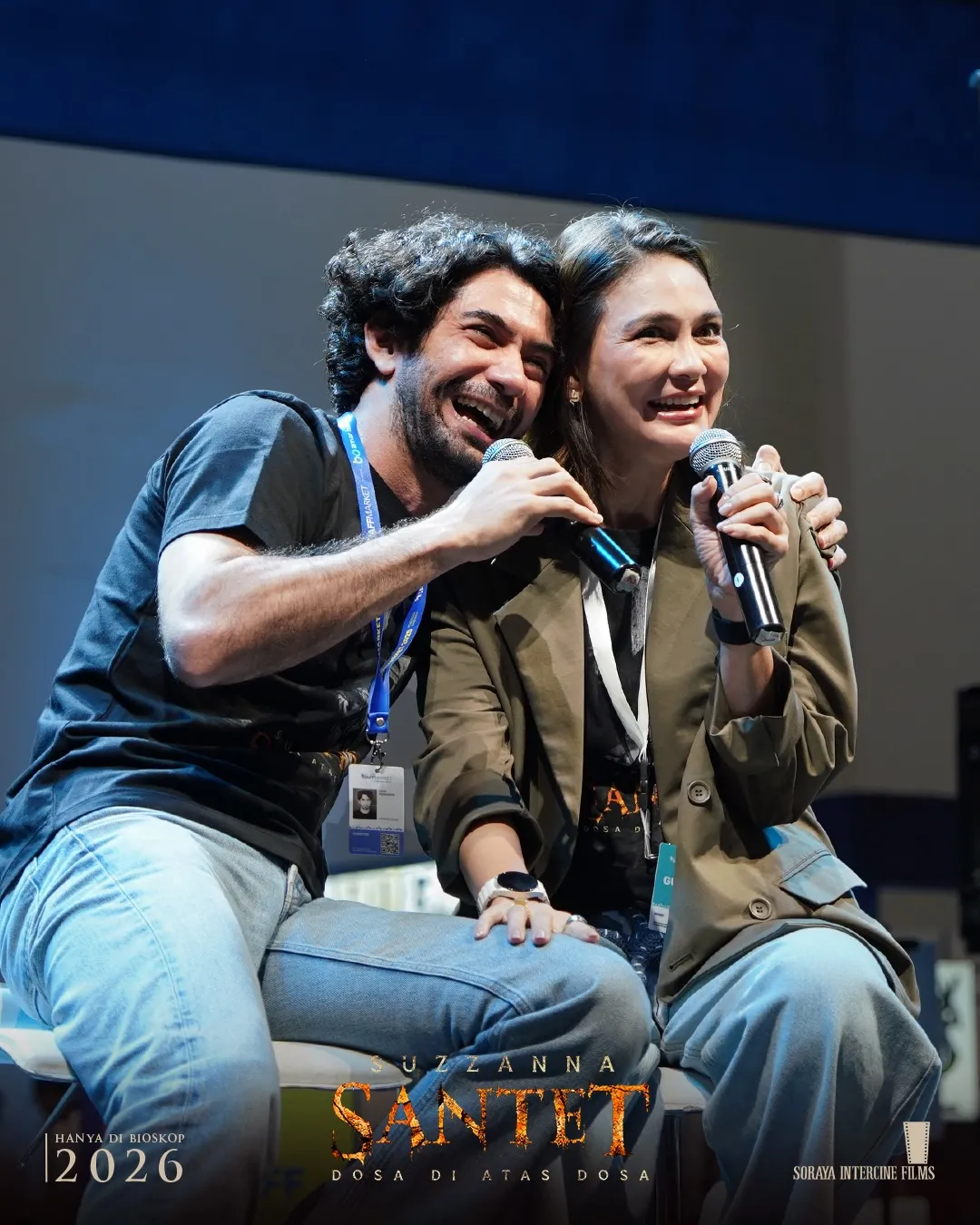 Reza Rahadian dan Luna Maya saat promo SUZZANA: SANTET DI ATAS DOSA (credit: Soraya Intercine)